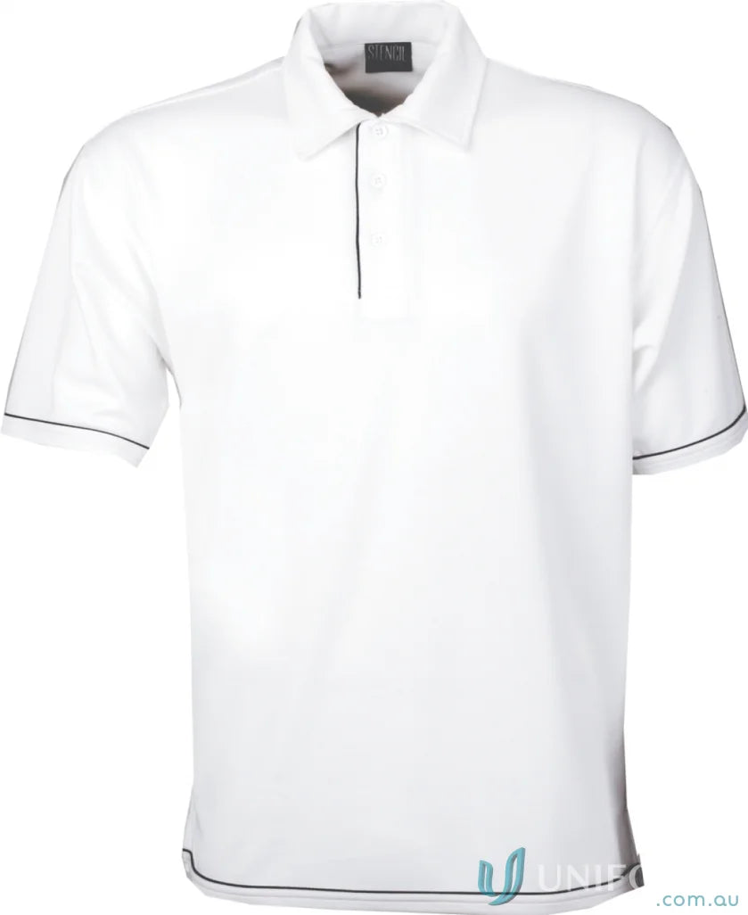 White polo shirt with dark trim from Cool Dry 2 Polo, perfect for uniforms and workwear