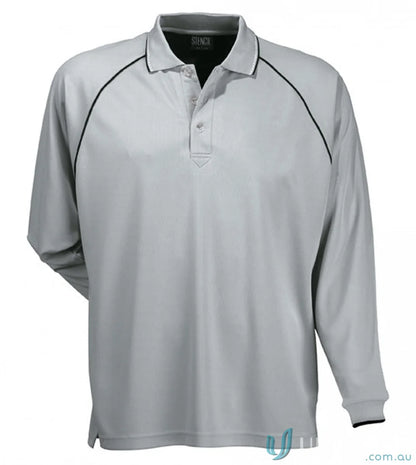 Gray long-sleeved polo shirt with contrast trim from Cool Dry LS Polo collection