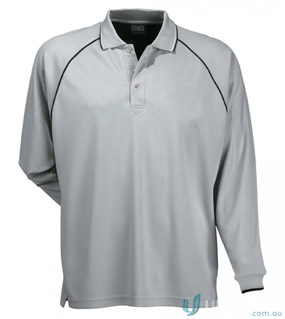 Gray long-sleeved polo shirt with contrast trim from Cool Dry LS Polo collection