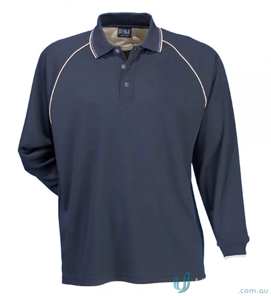 Navy blue cool dry long-sleeved polo shirt with contrast trim from Cool Dry LS Polo