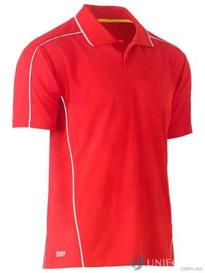 Red cool mesh polo shirt with reflective piping perfect to stay cool and stylish