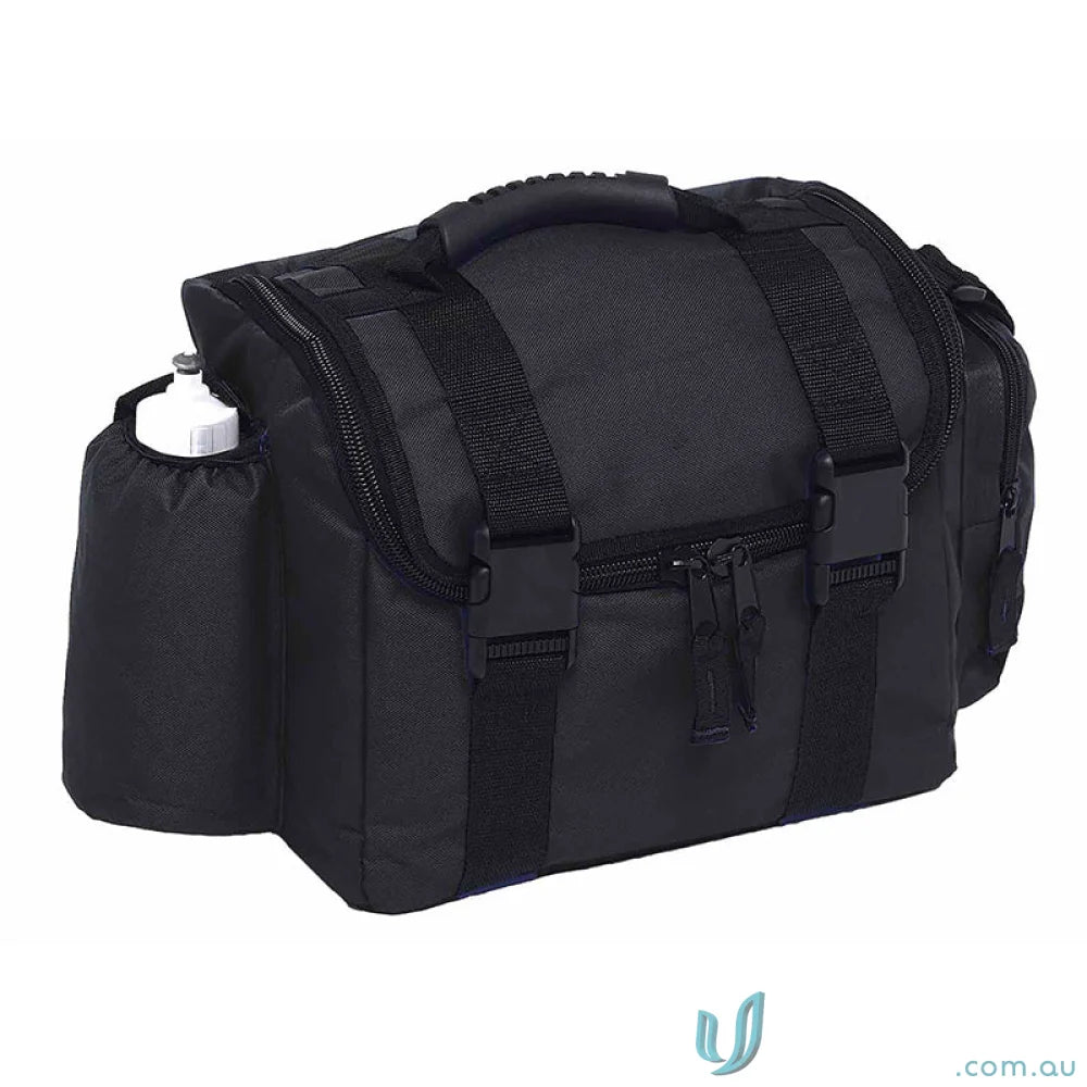 Cool Shuttle Cooler black zippered lunch bag with main compartment and water bottle