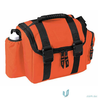 Orange and black lunch bag from Cool Shuttle Cooler with main compartment, perfect for bag orders