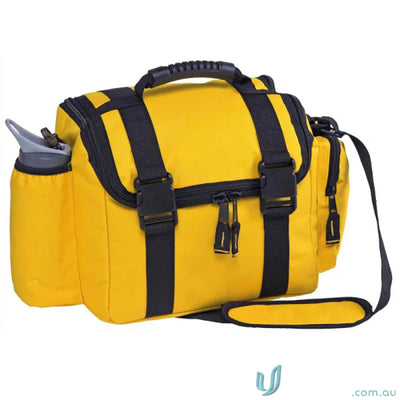 Yellow and black messenger bag with main compartment for Cool Shuttle Cooler order