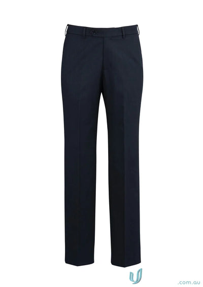 Navy blue cool stretch flat front pant perfect for stylish workwear and customer-facing roles