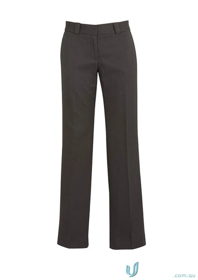 Dark brown womens dress pants with straight leg for hipster fit workwear or uniforms