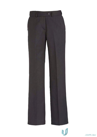 Dark gray cool stretch mid rise adjustable waist pant for comfort and style
