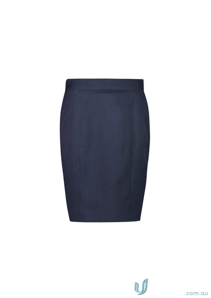 Women’s cool stretch mid waist pencil skirt in dark blue, perfect for chic looks