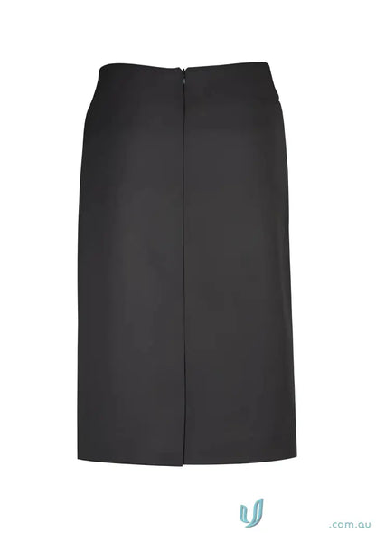 Cool stretch relaxed fit lined women’s black pencil skirt with back zipper and slit