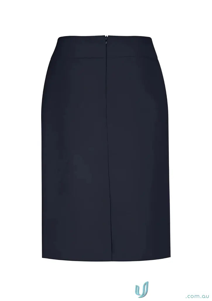 Navy blue women’s cool stretch relaxed fit lined pencil skirt with back zipper
