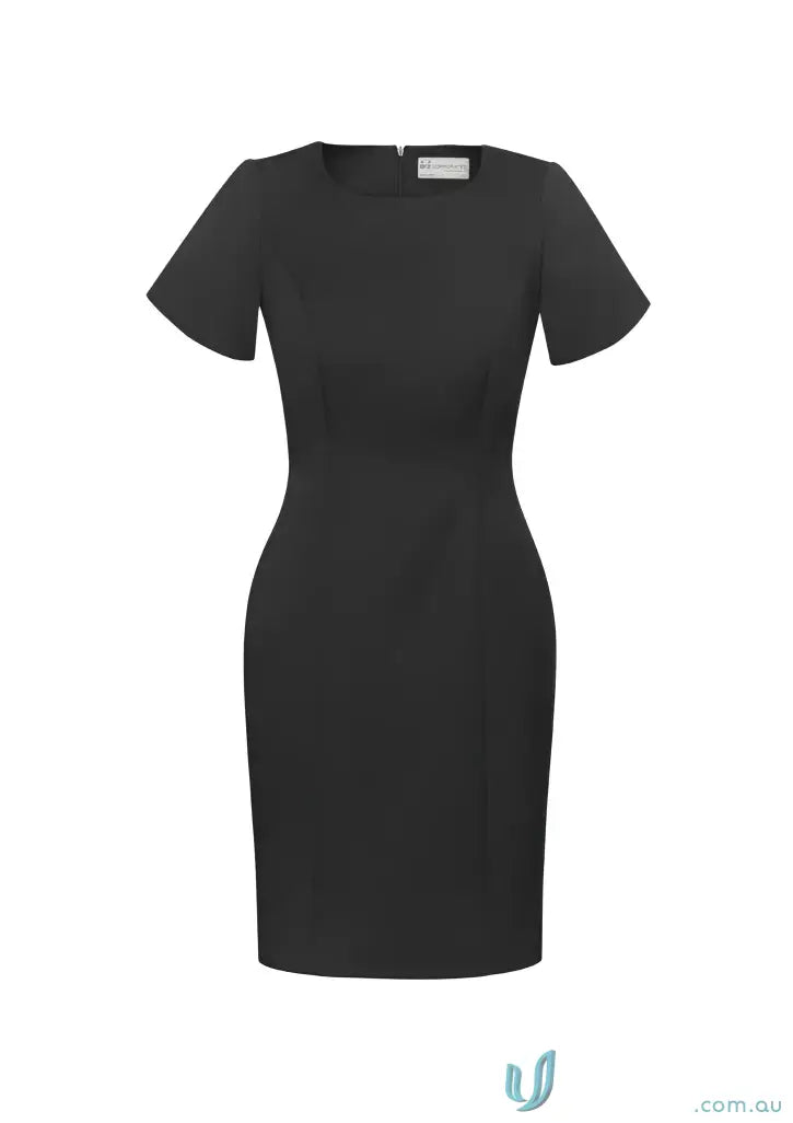 Black cool stretch shift dress made with bamboo charcoal eco-friendly materials fully lined for biz collection