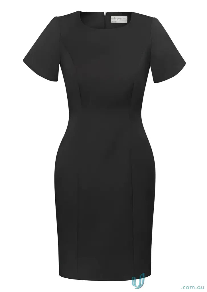Black cool stretch shift dress made from bamboo charcoal eco-friendly materials, fully lined Biz Collection