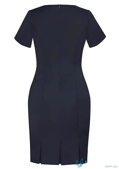 Navy blue cool stretch shift dress made from bamboo charcoal eco-friendly materials in fully lined biz collection