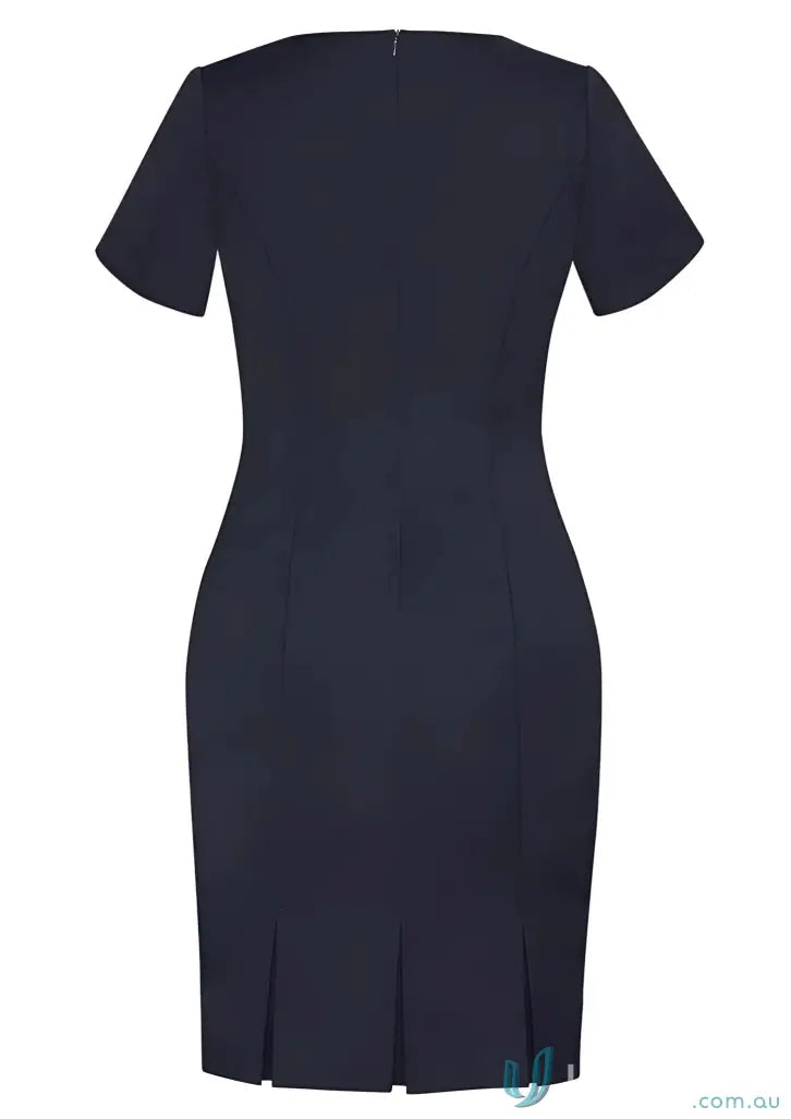 Navy blue cool stretch shift dress made from bamboo charcoal eco-friendly materials in fully lined biz collection