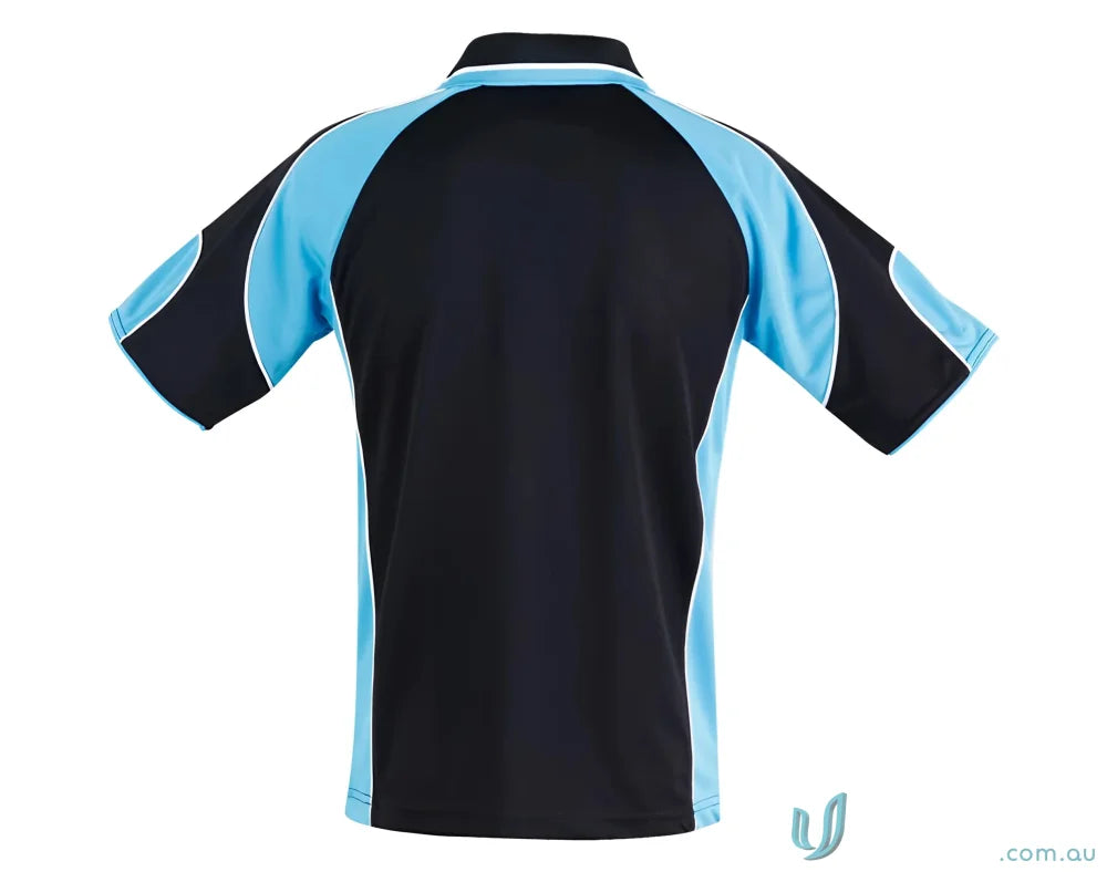 Black and blue short-sleeved polo shirt from CoolDry Alliance Polo for maximum comfort