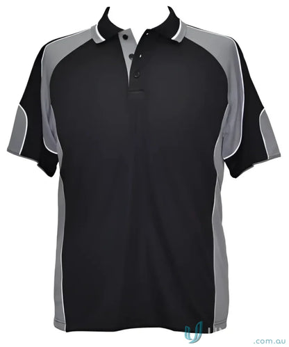 Black and gray short-sleeved cooldry alliance polo shirt for maximum comfort