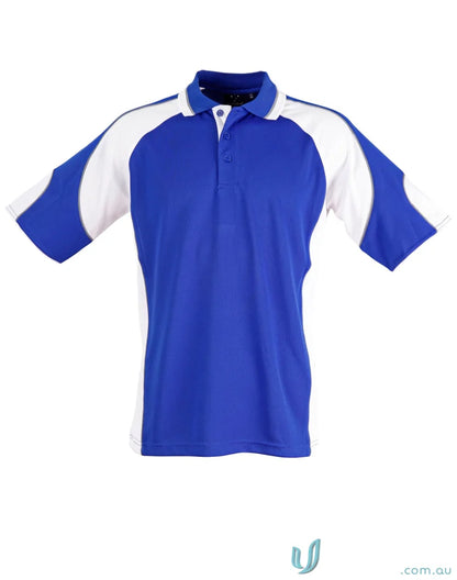 Blue and white short-sleeved CoolDry Alliance Polo for maximum comfort and style