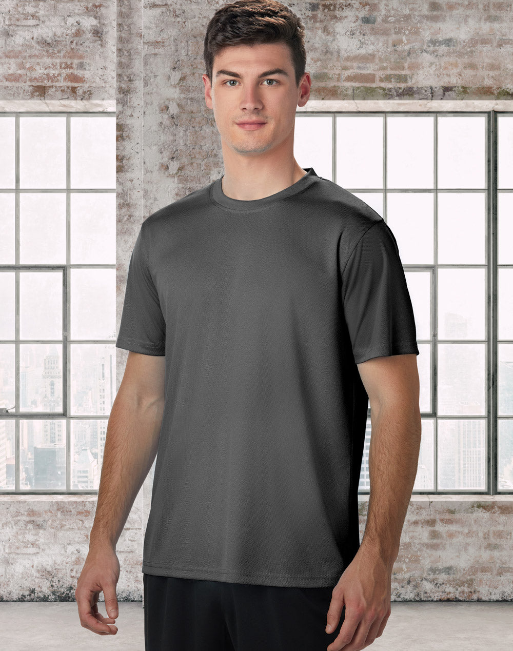 Dark gray ts23 cooldry short-sleeve crew neck t-shirt front