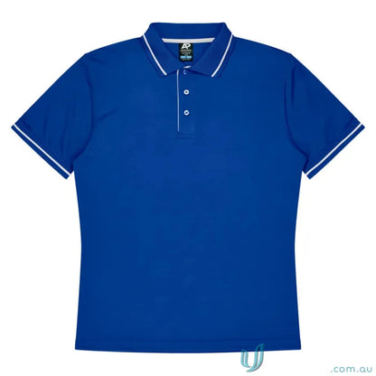 Blue polo shirt with white trim from Cottesloe Polo, perfect for workwear or uniforms