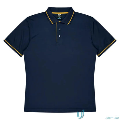 Navy polo shirt with gold trim from Cottesloe Polo, perfect for uniforms or workwear