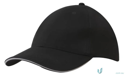Black baseball cap with gray trim from Cotton Cap with Sandwich Trim, perfect for custom imprint