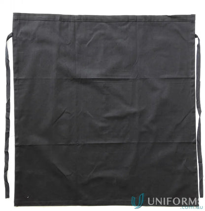 Black cotton drill waist apron with ties, great for uniforms and workwear
