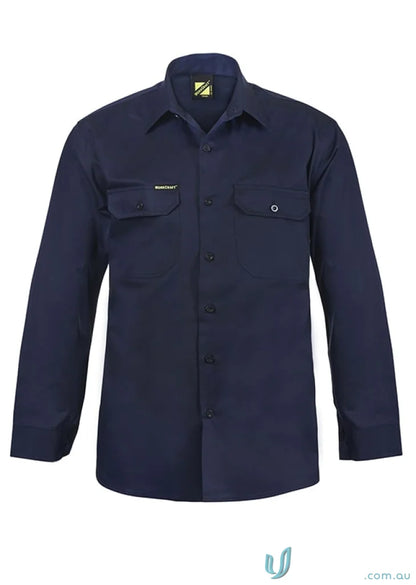 Navy blue Cotton Drill LS shirt perfect for workwear and uniforms