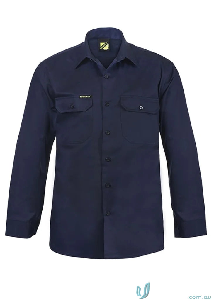 Navy blue Cotton Drill LS shirt perfect for workwear and uniforms