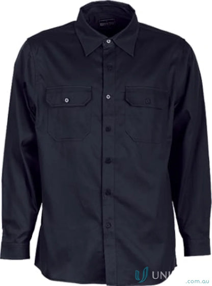 Navy blue cotton drill work shirt from Cotton Drill Work LS Shirt collection perfect for uniforms
