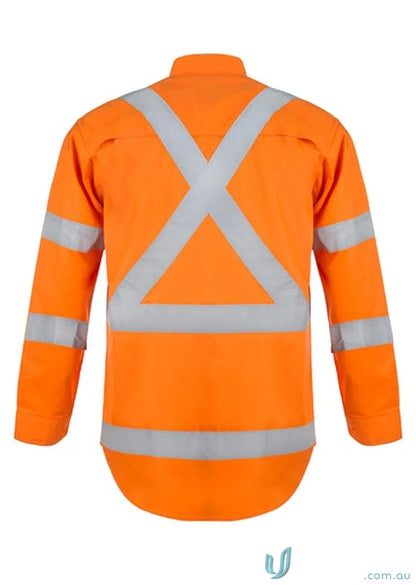 Orange safety jacket with reflective stripes worn over Cotton Shirt With CSR Tape uniforms