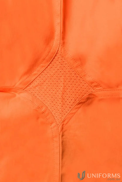 Orange cotton shirt with perforated diamond insert and CSR tape for safety standards