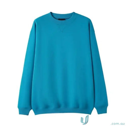 Bright blue long-sleeved crewneck sweatshirt for Sloppy Joe workwear and uniforms