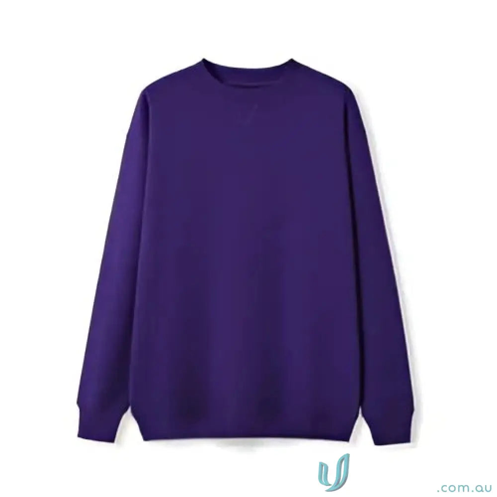 Plain deep purple long-sleeved crewneck sweatshirt for Sloppy Joe workwear or uniforms