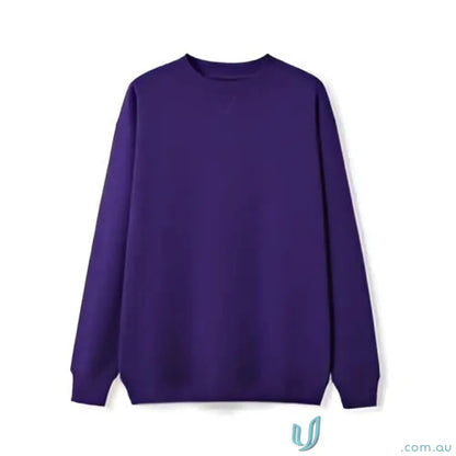 Plain deep purple long-sleeved crewneck sweatshirt for Sloppy Joe workwear or uniforms