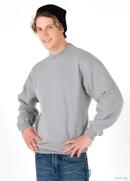 Gray crew-neck sweatshirt from Crew Neck Sloppy Joe, perfect for workwear and uniforms