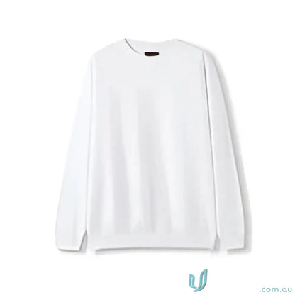 Plain white long-sleeved crew neck sweatshirt for Sloppy Joe workwear and uniforms