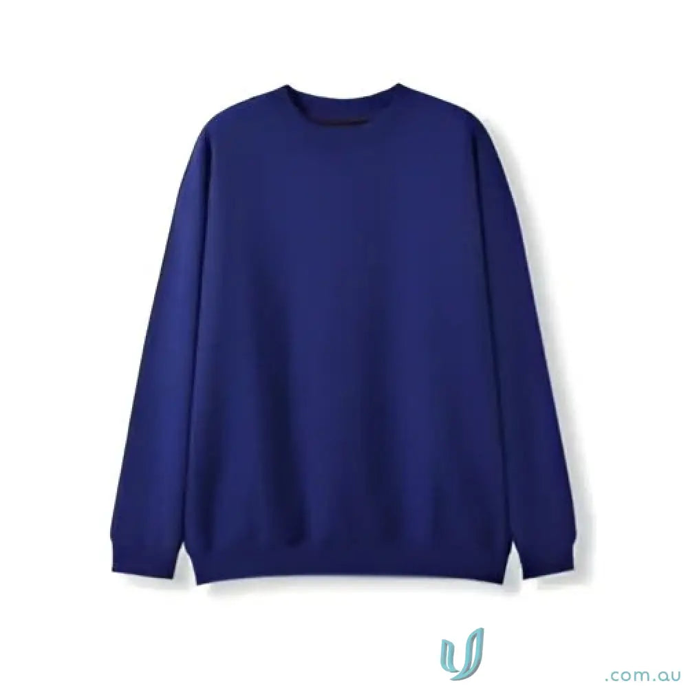 Plain dark blue long-sleeved crewneck sweatshirt perfect for Sloppy Joe workwear or uniforms