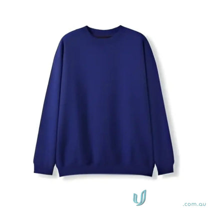 Plain dark blue long-sleeved crewneck sweatshirt perfect for Sloppy Joe workwear or uniforms