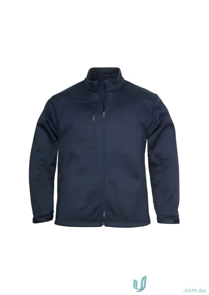 Mens softshell jacket J3880 made with Biz Tech™ fabric, dark blue with zip pockets