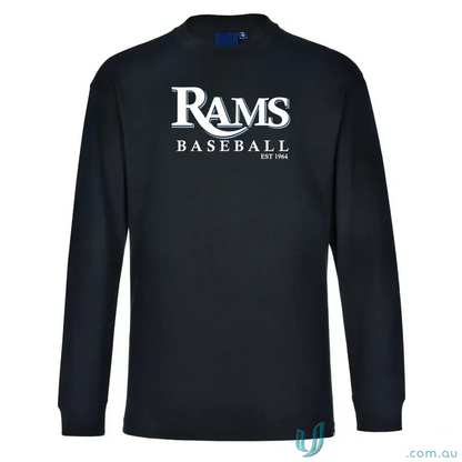 Black long-sleeved Croydon Rams LS Tee for Rams uniforms and casual wear