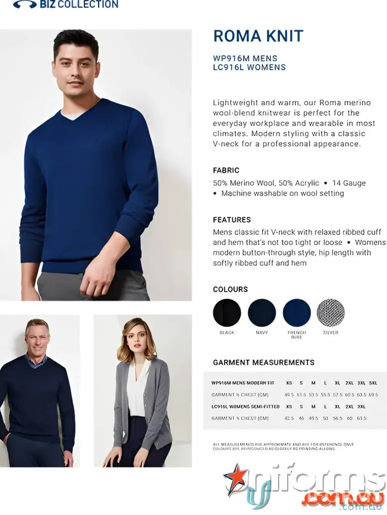 Roma knitwear ad for CSI EMB Knit Pullover from wp916m biz collection with relaxed ribbed cuffs