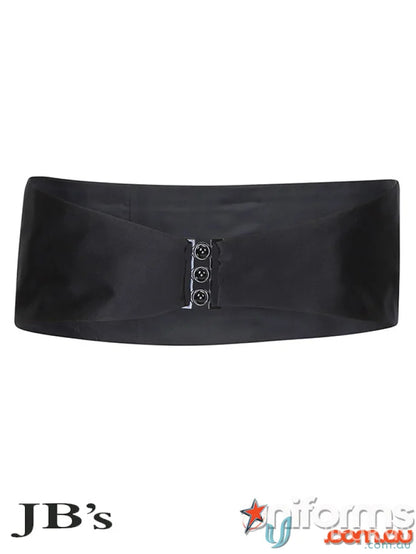 Black elasticated Cummerbund with vertical buttons for work uniforms and usable length
