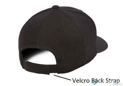 Black Curve Peak Cap with velcro strap, perfect for workwear and uniforms