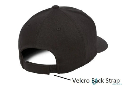 Black Curve Peak Cap with velcro strap, perfect for workwear and uniforms