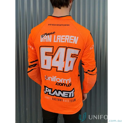 Orange racing jersey from 2ndskn range cycling apparel for stylish uniforms