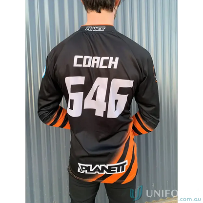 Black and orange long-sleeved Ride Jersey with mesh fabric for body heat regulation