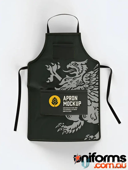 Black apron with griffin design from Custom Bib Apron, perfect for your custom bib apron needs