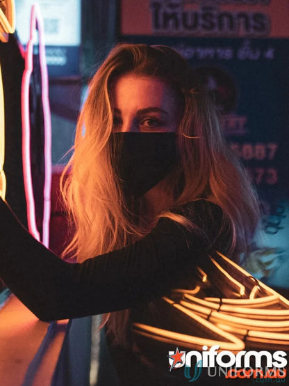 Black face mask from Custom Branded Face Masks for the perfect school uniforms or bulk order