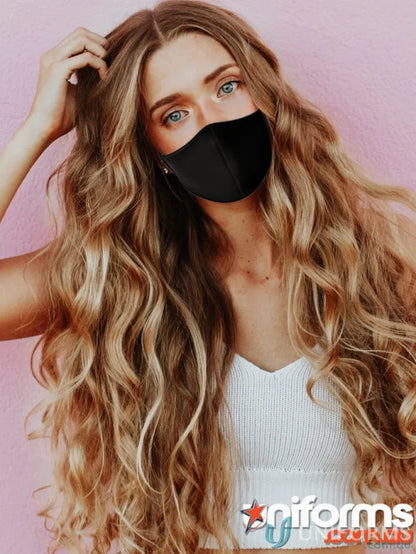 Black face mask for custom branded face masks, perfect for uniforms with minimum order