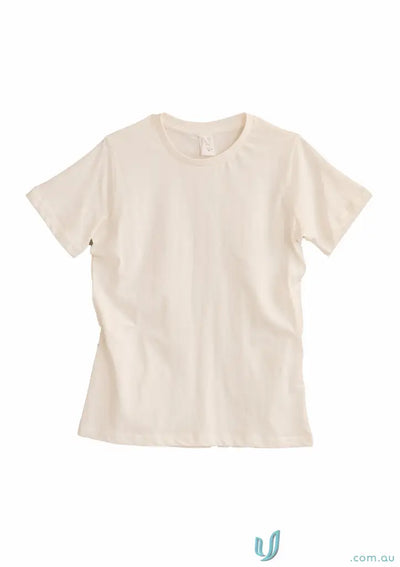 Plain cream-colored Alfred Crew Tee ideal for uniforms or casual workwear